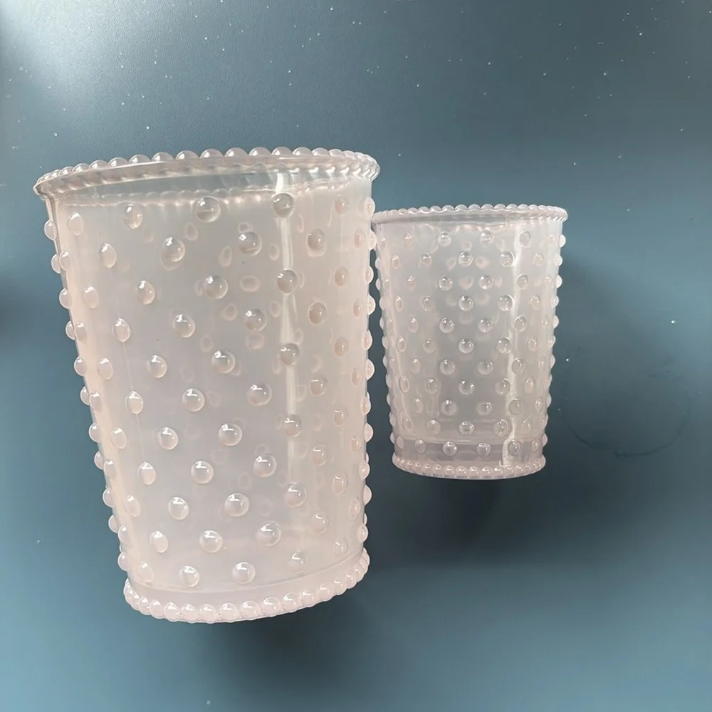 Elegant White Hobnail Glass Set of 2